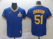 Men's Seattle Mariners #51 Randy Johnson Blue Thowback Mens Jersey
