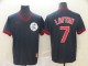 MLB Cleveland Indians #7 Lofton Navy Blue Throwback Mens Jersey