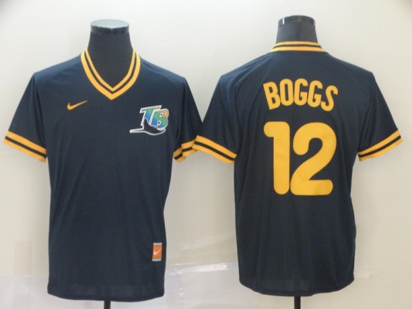 MLB Tampa Bays Rays #12 Boggs Navy Blue Throwback Mens Jersey