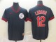 MLB Cleveland Indians #12 Lindor Navy Blue Throwback Mens Jersey