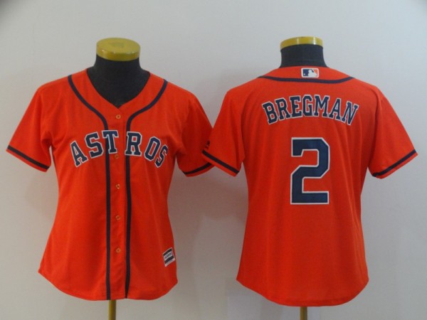 Women MLB Houston Astros #2 Bregman Orange Game Jersey