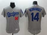 MLB Los Angeles Dodgers #14 Hernandez Grey Elite Jersey