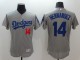 MLB Los Angeles Dodgers #14 Hernandez Grey Elite Jersey