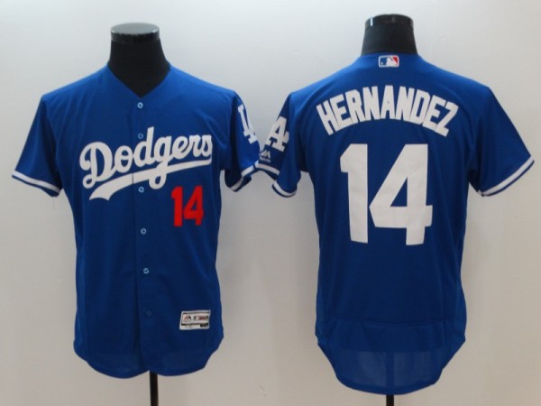 MLB Los Angeles Dodgers #14 Hernandez Blue Elite Jersey