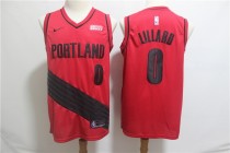 NBA Blazers 0 Damian Lillard Red City Edition Nike Swingman Men Jersey