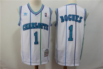 NBA Charlotte Hornets 1 Muggsy Bogues White 1992-93 Hardwood Classics Men Jersey