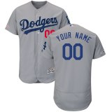 Men's Los Angeles Dodgers Grey Flex Base Majestic Customized Jersey