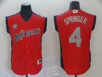 American League  #4 Springer  Red 2019 MLB All-Star Game Workout Jersey