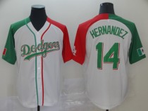 Los Angeles Dodgers  #14 Hernandez White Mexican Heritage Culture Night Mexico Jersey 