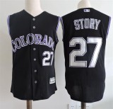 Men's Colorado Rockies #27 Story Black Sleeveless Baseball Jersey