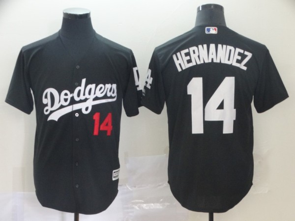 MLB Los Angeles Dodgers #14 Hernandez Black Game Jersey