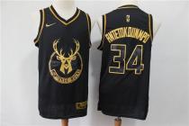 NBA Bucks #34 Giannis Antetokounmpo Black Gold Nike Men Jersey