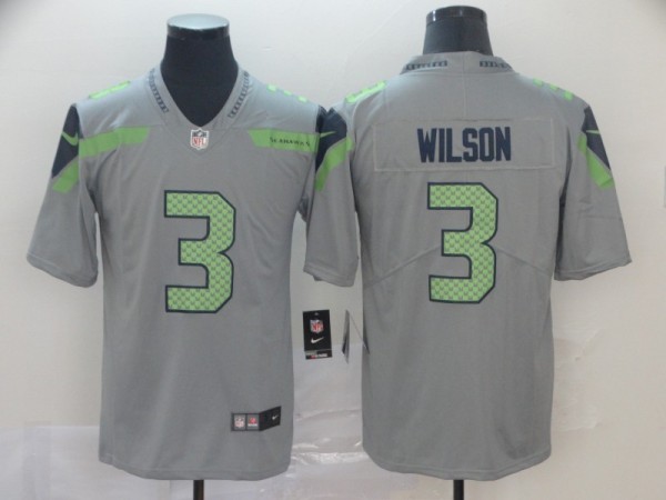Nike Seahawks #3 Russell Wilson Grey Inverted Legend Men Jersey