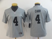 Women Nike Raiders #4 Derek Carr Grey Inverted Legend Jersey