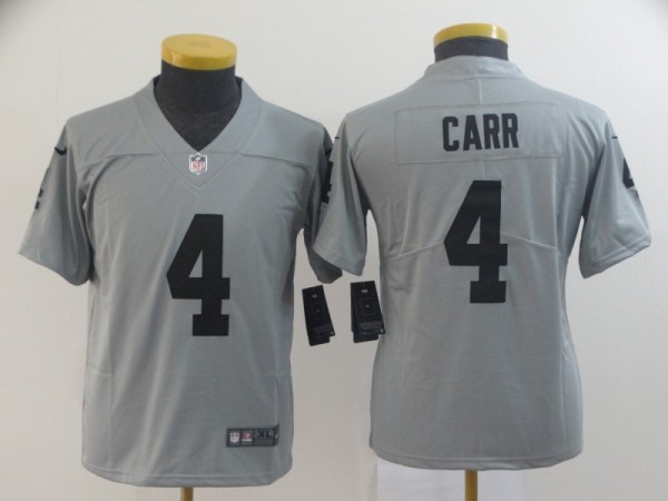 Youth Raiders #4 Derek Carr Grey Inverted Legend Jersey
