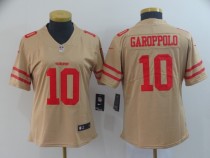 Women Nike San Francisco 49ers #10 Jimmy Garoppolo Gold Inverted Legend Jersey