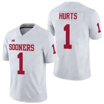 NCAA Oklahoma Sooners #1 Jalen Hurts White College Football Jerseys
