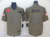 Nike Patriots #12 Tom Brady 2019 Olive Salute To Service Limited Men Jersey