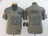 Youth Nike Eagles #11 Carson Wentz 2019 Olive Salute To Service Limited Jersey