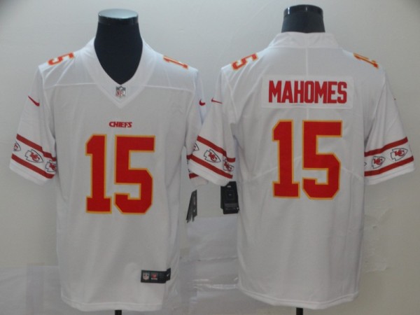 Men's Kansas City Chiefs #15 Patrick Mahomes White 2019 Team Logo Cool Edition Stitched Jersey 