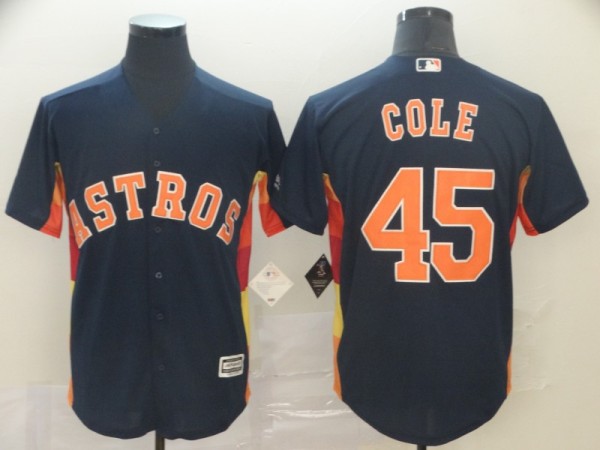 MLB Houston Astros #45 Cole Blue Game Mens Jersey