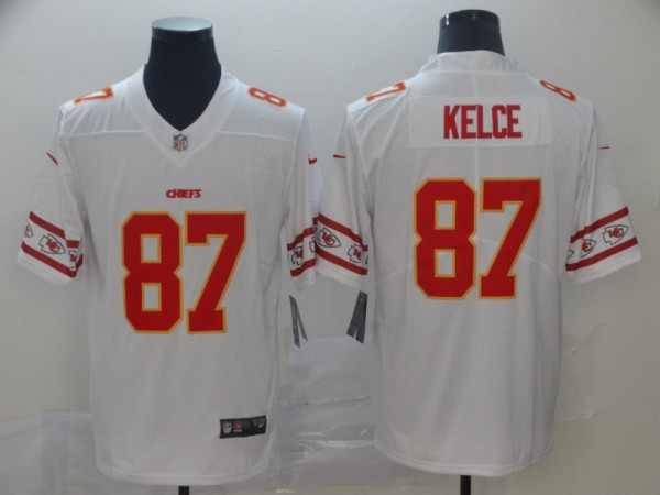 Men's Kansas City Chiefs #87 Travis Kelce White 2019 Team Logo Cool Edition Stitched Jersey