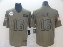 Nike Rams #16 Jared Goff 2019 Olive Salute To Service Limited Men Jersey