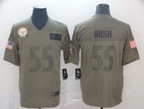 Men's Pittsburgh Steelers #55 Devin Bush 2019 Olive Salute To Service Limited Men Jersey