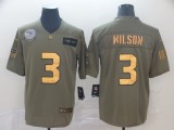 Men's Seattle Seahawks #3 Russell Wilson 2019 Olive/Gold Salute To Service Limited  Jersey