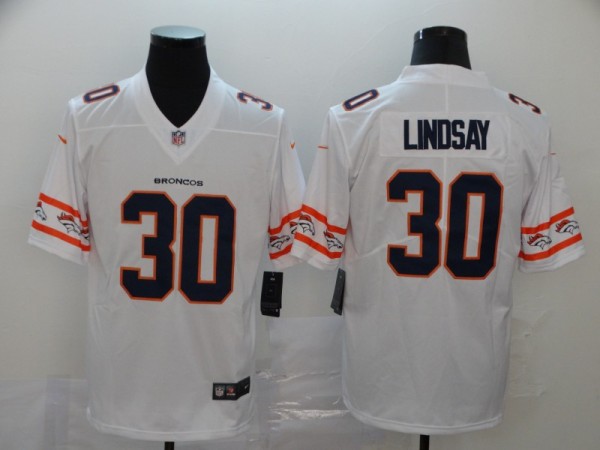 Men's Denver Broncos #30 Phillip Lindsay 2019 White Team Logo Limited Jersey