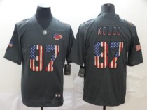 Men's Kansas City Chiefs #87 Travis Kelce Grey 2019 Salute To Service USA Flag Fashion Limited Jersey