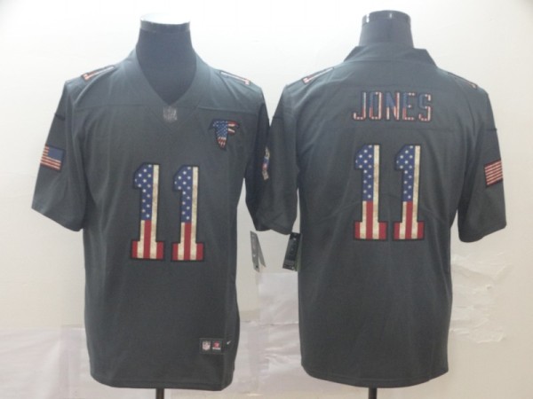 Men's Atlanta Falcons #11 Julio Jones Grey 2019 Salute To Service USA Flag Fashion Limited Jersey