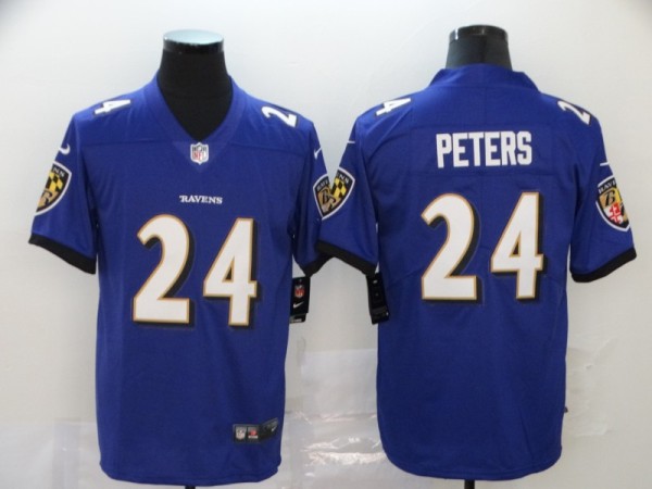 Men's Baltimore Ravens #24 Marcus Peters Purple Vapor Untouchable Limited Jersey