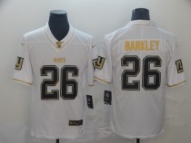 Men's New York Giants #26 Saquon Barkley White 2019 100th Season Golden Edition Limited Jersey