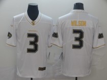 Men's Seattle Seahawks #3 Russell Wilson White 2019 100th Season Golden Edition Limited Jersey