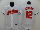 MLB Cleveland Indians #12 Francisco Lindor White Flex Base Elite Jersey