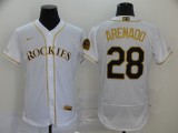 MLB Colorado Rockies #28 Arenado 2020 White Golden Flex Base Stitched Jersey