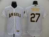 MLB Los Angeles Angels #27 Trout  2020 White Golden Flex Base Stitched Jersey