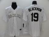 MLB Colorado Rockies #19 Blackmon White Pinstripe Nike Game Jersey