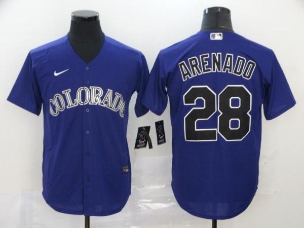 MLB Colorado Rockies #28 Arenado Purple  Nike Game Jersey