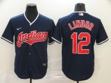 MLB Cleveland Indians #12 Francisco Lindor Blue Game Nike Jersey