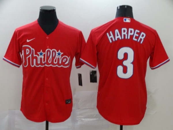 MLB Philadelphia Phillies #3 Bryce Harper Red Game Nike Jersey