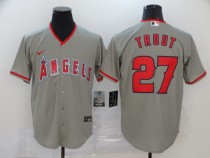 MLB Los Angeles Angels #27 Trout Grey Game Nike Jersey