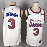 76ers #3 Iverson White Basketball Swingman Hardwood Classics Jersey