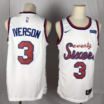 76ers #3 Iverson White Basketball Swingman Hardwood Classics Jersey
