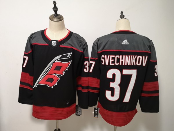 Men's Carolina Hurricanes #37 Andrei Svechnikov Black Adidas Stitched NHL Jersey