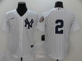 MLB New York Yankees #2 Derek Jeter White Game Nike With Patch Jersey