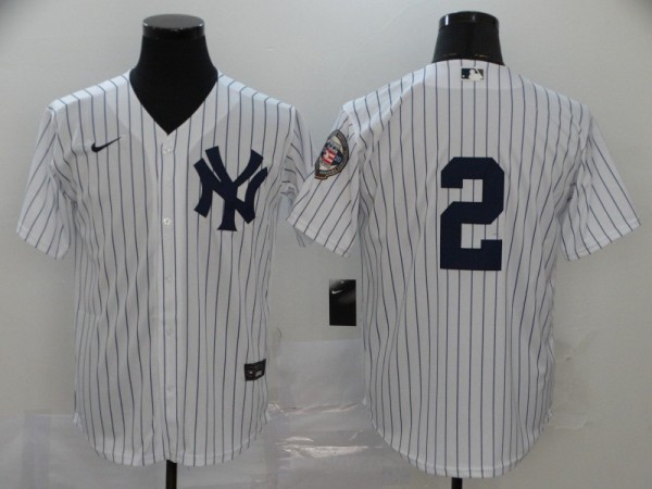 MLB New York Yankees #2 Derek Jeter White Game Nike With Patch Jersey