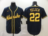 MLB Milwaukee Brewers #22 Christian Yelich Navy Blue Game Nike Jersey