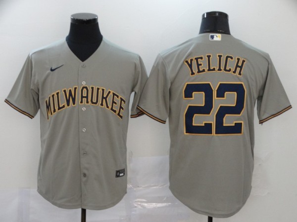 MLB Milwaukee Brewers #22 Christian Yelich Grey Game Nike Jersey